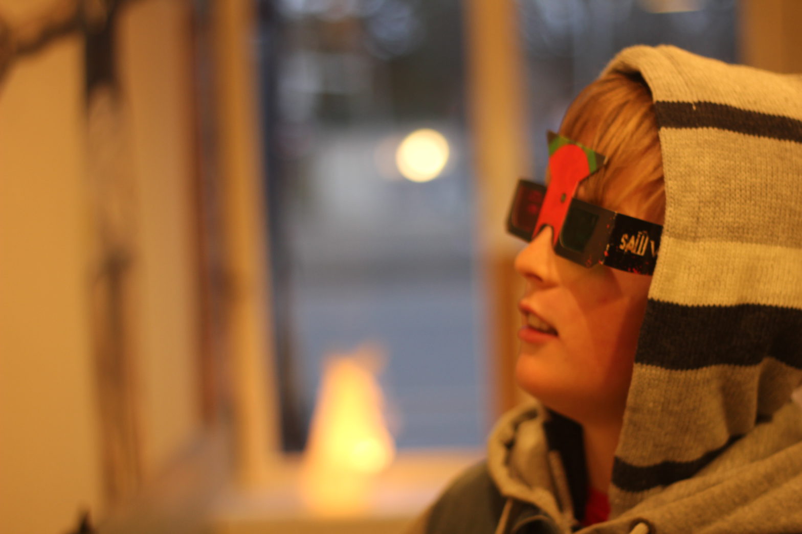Boy wearing 3D glasses